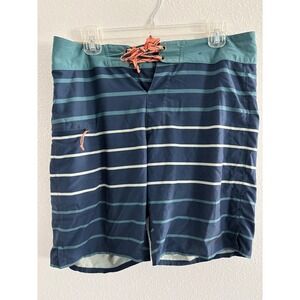 Patagonia Board Shorts Mens 31 Blue Stripe Unlined Resort Surf Swim Travel Beach